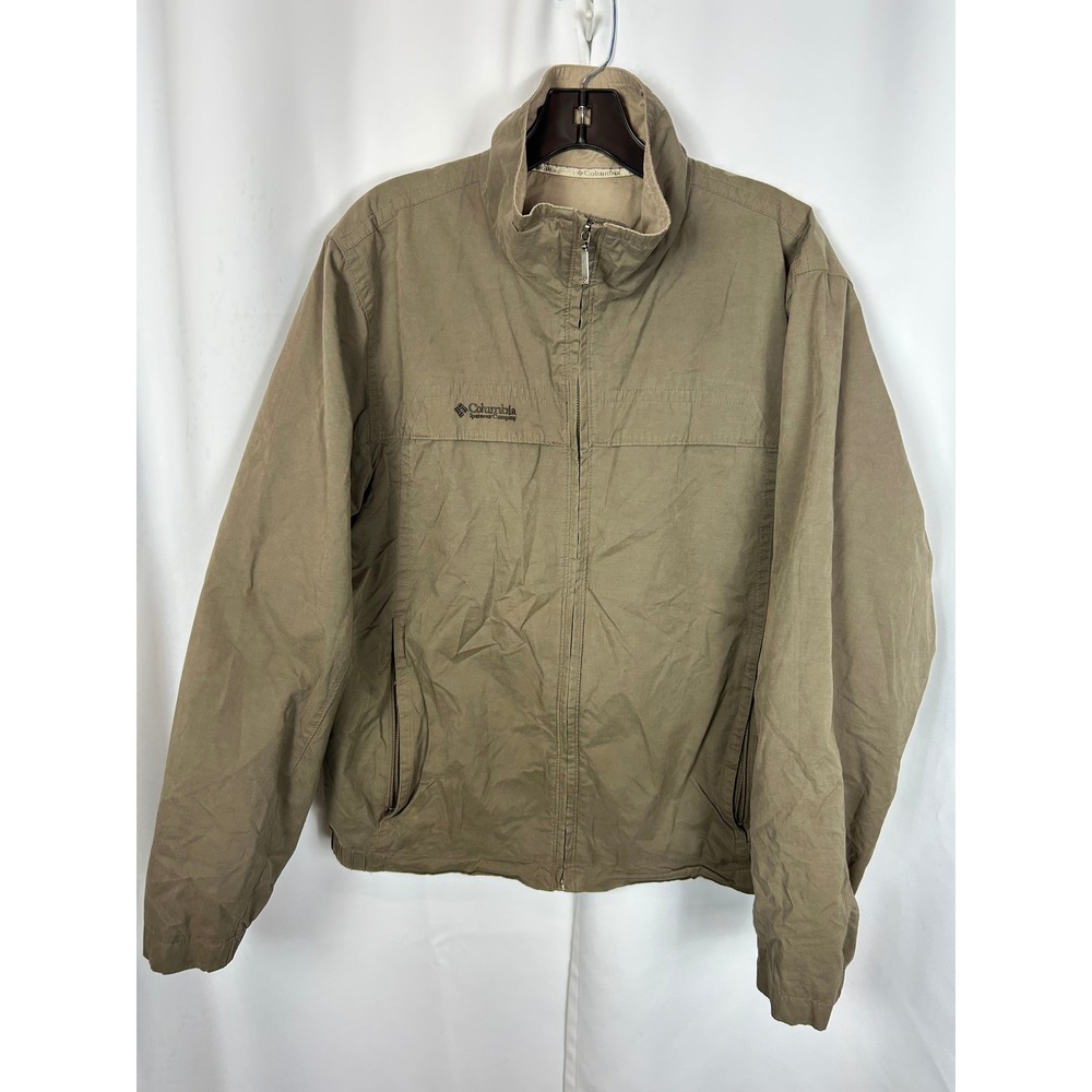 Vintage Columbia WM 3022 Tan Solid Full Zip Jacket Gorpcore Outdoor Mens Medium